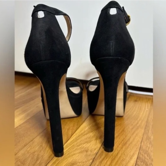 Stuart Weitzman Nudist Hollywood Platform Heels - Black Suede Sz 7 - Picture 7 of 9